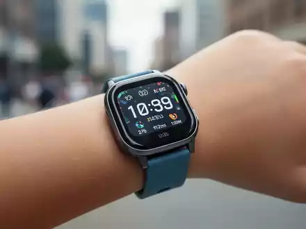 Nahaufnahme einer modernen GPS-Smartwatch am Handgelenk eines Kindes vor einem verschwommenen urbanen Hintergrund. - Foto: über boerse-global.de