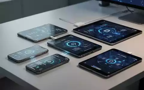 Mehrere Smartphones und ein Tablet liegen nebeneinander auf einem Schreibtisch als Symbol für geräteübergreifende Nutzung. - Foto: über boerse-global.de
