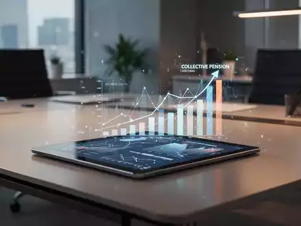 Abstrakte Darstellung moderner Altersvorsorge mit Finanzgrafiken auf einem Tablet in einer professionellen Büroumgebung. - Foto: über boerse-global.de