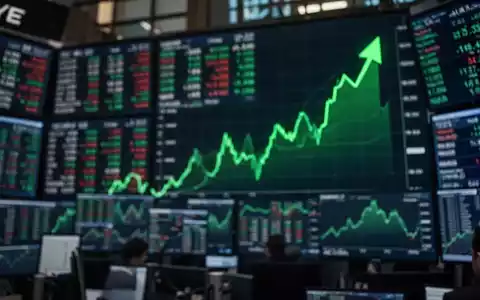 Digitale Anzeigetafel mit steigenden Aktienkursen und Finanzgrafiken in einer modernen Börsenumgebung. - Foto: über boerse-global.de