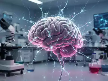 Detailaufnahme eines neuronalen Netzwerks im Gehirn, das eine synaptische Verbindung in einem medizinischen Forschungskontext darstellt. - Foto: über boerse-global.de