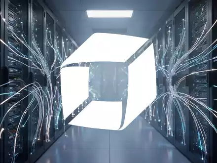 Modernes Rechenzentrum mit leuchtenden Glasfaserkabeln als Symbol für digitale Analytik und IT-Infrastruktur. - Foto: über boerse-global.de