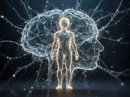 Abstrakte Darstellung eines leuchtenden neuronalen Netzwerks in einer menschlichen Silhouette als Symbol für kognitive Leistung. - Foto: über boerse-global.de