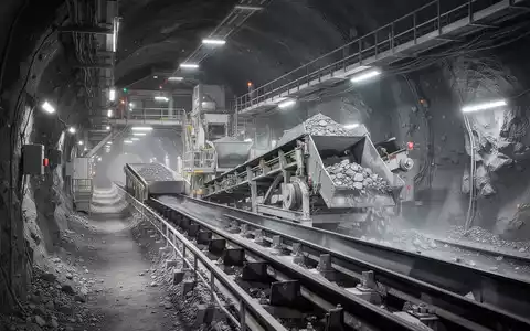 Moderne industrielle Silberminen-Anlage mit Förderbändern und Bergbaumaschinen in einem unterirdischen Tunnel. - Foto: über boerse-global.de