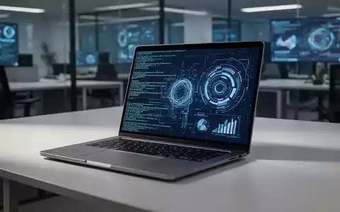 Ein moderner AI-Laptop auf einem Schreibtisch mit digitaler Datenvisualisierung auf dem Bildschirm. - Foto: über boerse-global.de