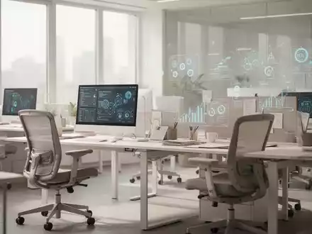 Ein minimalistischer, heller und moderner Büroarbeitsplatz mit ergonomischer Ausstattung und professioneller Beleuchtung. - Foto: über boerse-global.de