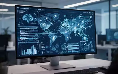 Ein moderner Monitor zeigt komplexe Datenströme und Nachrichtennetzwerke in einer professionellen Arbeitsumgebung. - Foto: über boerse-global.de
