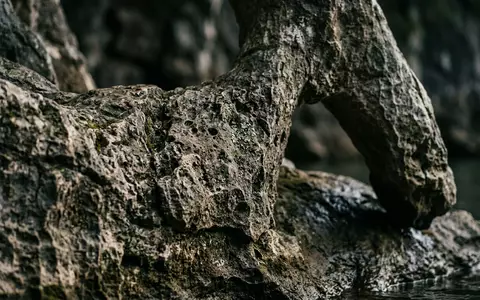 Extreme Makroaufnahme eines Materialdetails am Wahrzeichen Elefantenrusselberg Guilin in Guilin China, taktile Struktur und weiches - Foto: THN