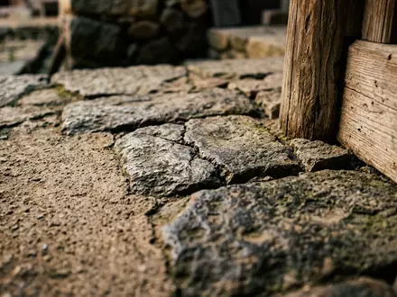 Extreme Makroaufnahme eines Materialdetails am Wahrzeichen Tulou von Fujian in Yongding China, taktile Struktur und - Foto: THN