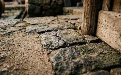 Extreme Makroaufnahme eines Materialdetails am Wahrzeichen Tulou von Fujian in Yongding China, taktile Struktur und - Foto: THN