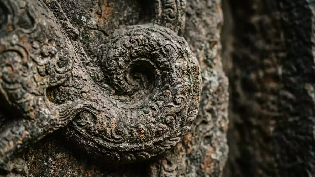 Makroaufnahme eines Materialdetails am Wahrzeichen Geschichtsmuseum Shaanxi, Xi'an China