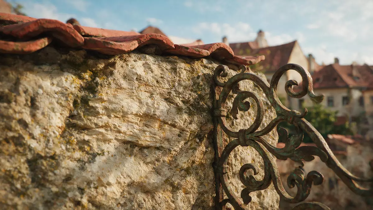 Makroaufnahme eines Materialdetails am Wahrzeichen Altstadt Sibiu, Sibiu Rumänien