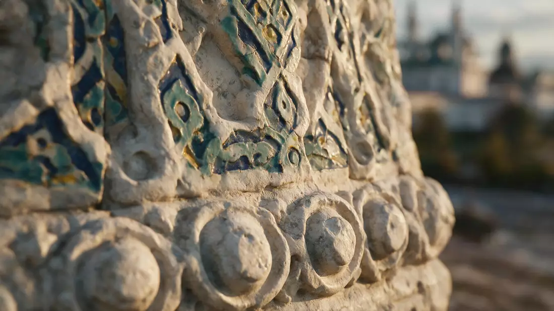Makroaufnahme eines Materialdetails am Wahrzeichen Kasaner Kreml, Kasan Russland