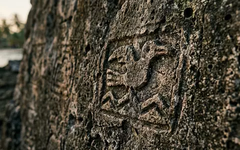 Extreme Makroaufnahme eines Materialdetails am Wahrzeichen San-Blas-Inseln in El Porvenir Panama, taktile Struktur und weiches - Foto: THN