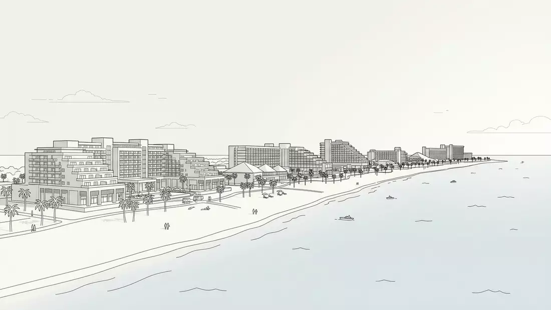 Architektur-Render von Varadero-Strand in Varadero, Kuba bei Tageslicht