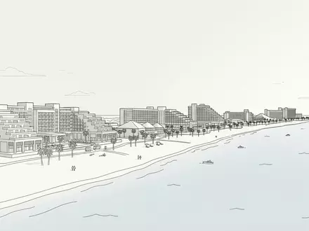 Moderner Architektur-Render zeigt Silhouette von Varadero-Strand in Varadero Kuba, klare Linien und neutrales Tageslicht - Foto: THN