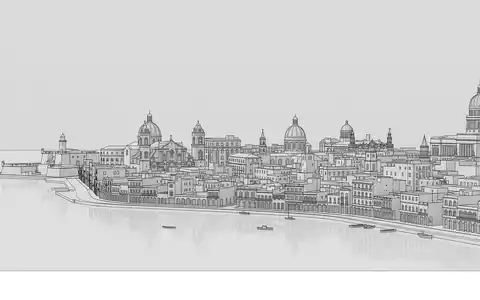 Moderner Architektur-Render zeigt Silhouette von Altstadt Havanna in Havanna Kuba, klare Linien und neutrales Tageslicht - Foto: THN
