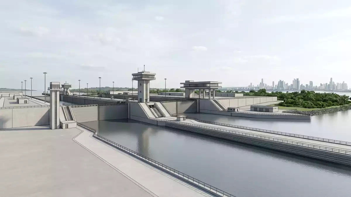 Architektur-Render von Panamakanal in Panama-Stadt, Panama bei Tageslicht