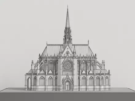 Moderner Architektur-Render zeigt Silhouette von Sainte-Chapelle Paris in Paris Frankreich, klare Linien und neutrales Tageslicht - Foto: THN