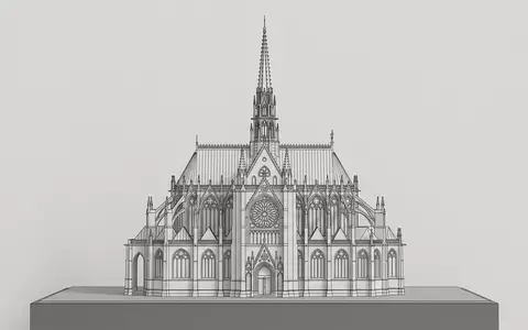 Moderner Architektur-Render zeigt Silhouette von Sainte-Chapelle Paris in Paris Frankreich, klare Linien und neutrales Tageslicht - Foto: THN