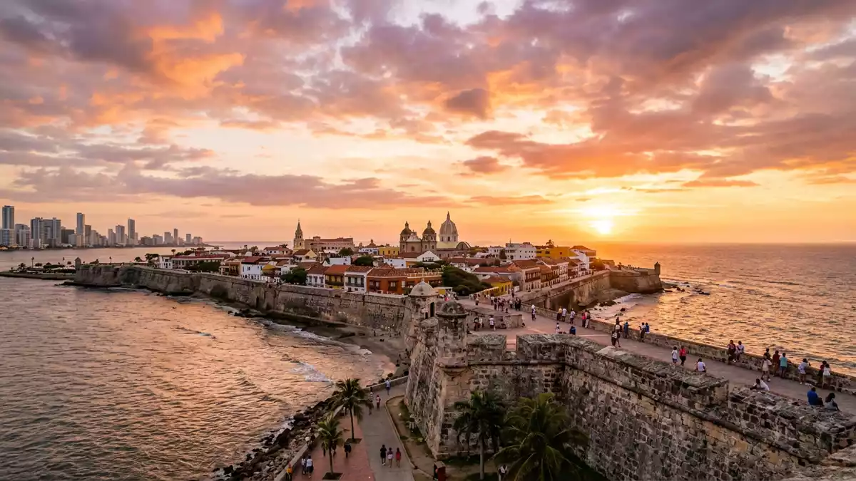 Fotorealistische Ansicht von Altstadt Cartagena in Cartagena, Kolumbien im Abendlicht