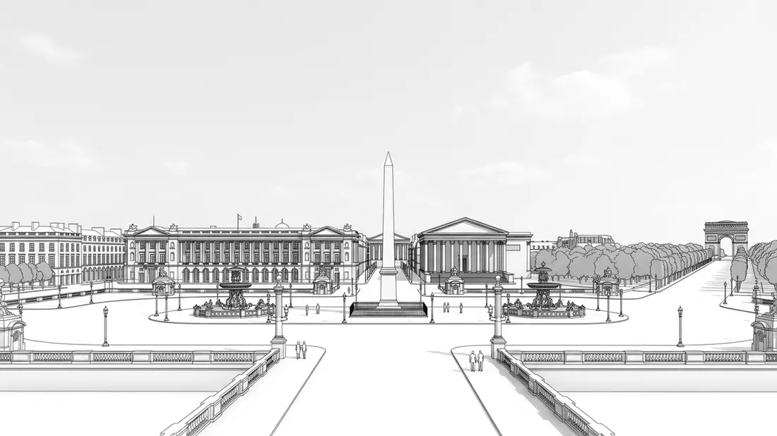 Architektur-Render von Place de la Concorde Paris in Paris, Frankreich bei Tageslicht
