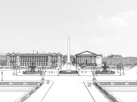 Moderner Architektur-Render zeigt Silhouette von Place de la Concorde Paris in Paris Frankreich, klare Linien - Foto: THN