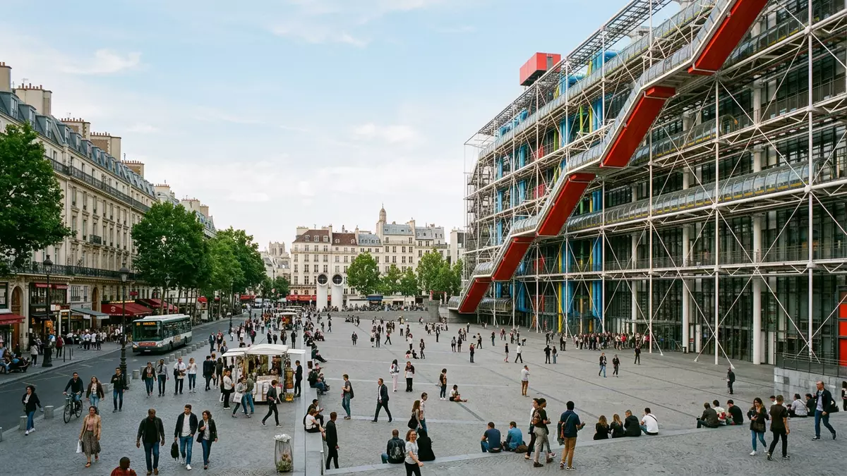 Editorial-Reisemagazinbild vom Wahrzeichen Centre Pompidou Paris in Paris, Frankreich