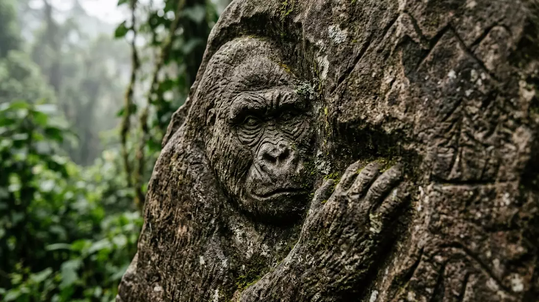 Makroaufnahme eines Materialdetails am Wahrzeichen Bwindi Impenetrable National Park, Kabale…