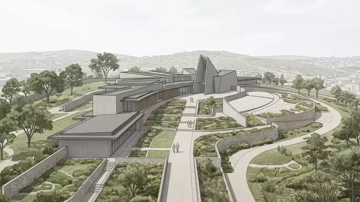 Architektur-Render von Kigali Genocide Memorial in Kigali, Ruanda bei Tageslicht