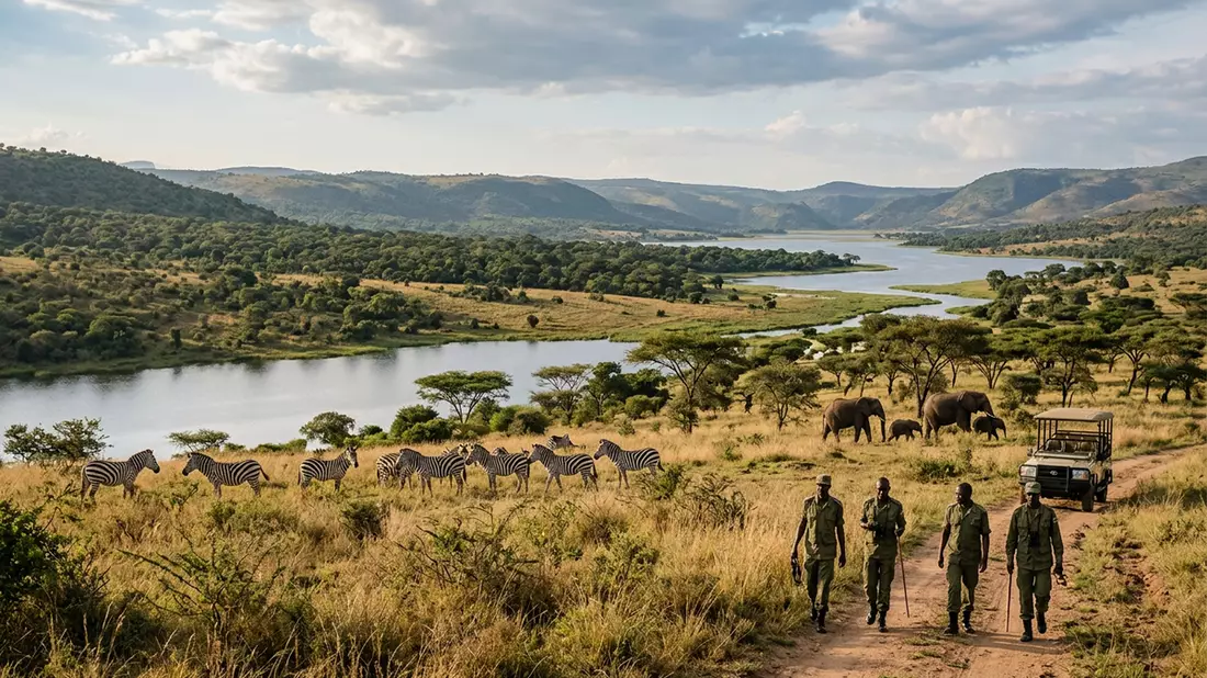 Editorial-Reisemagazinbild vom Wahrzeichen Akagera-Nationalpark in Kayonza, Ruanda