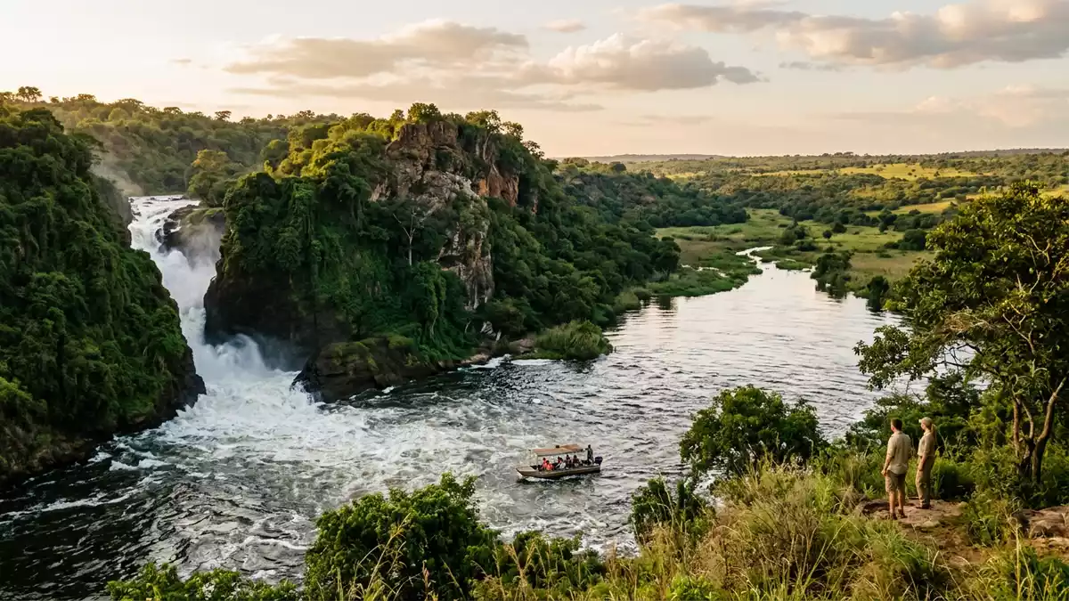 Editorial-Reisemagazinbild vom Wahrzeichen Murchison-Falls-Nationalpark in Masindi, Uganda