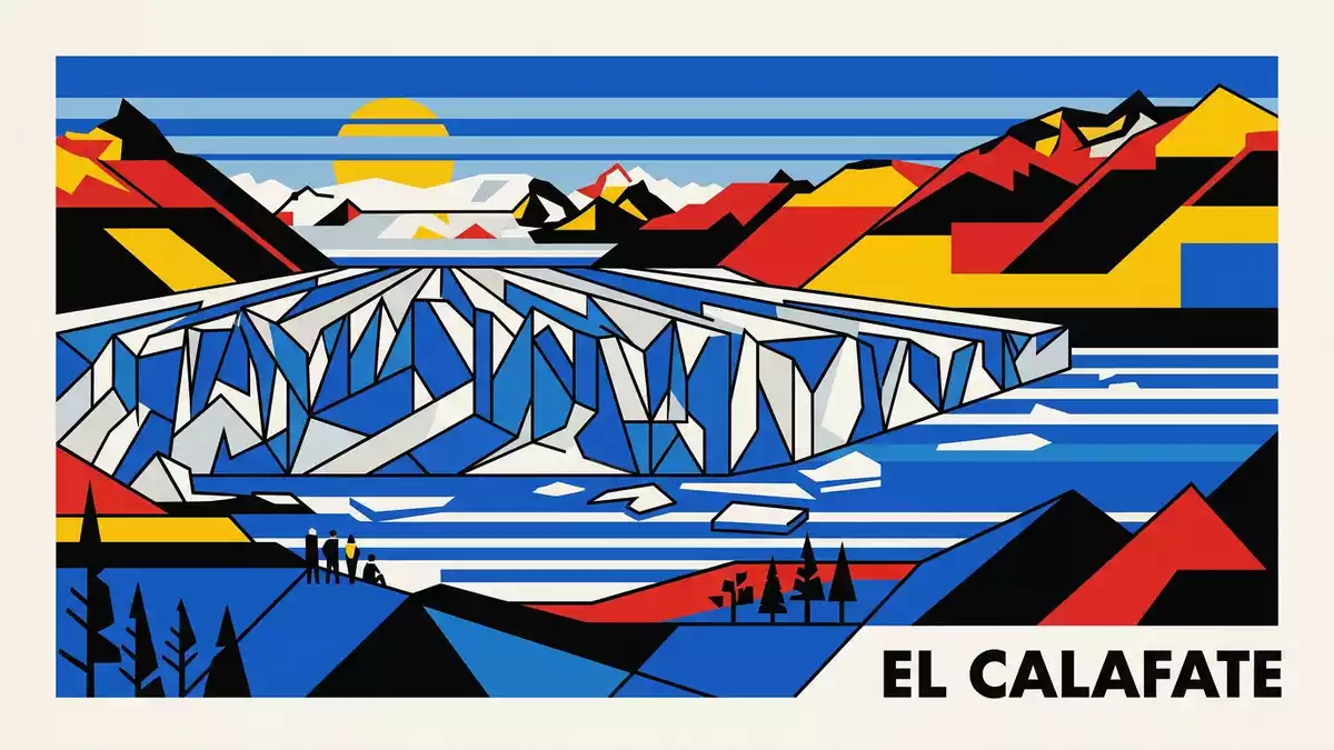 Bauhaus-Poster als Abstraktion von Perito-Moreno-Gletscher in El Calafate, Argentinien