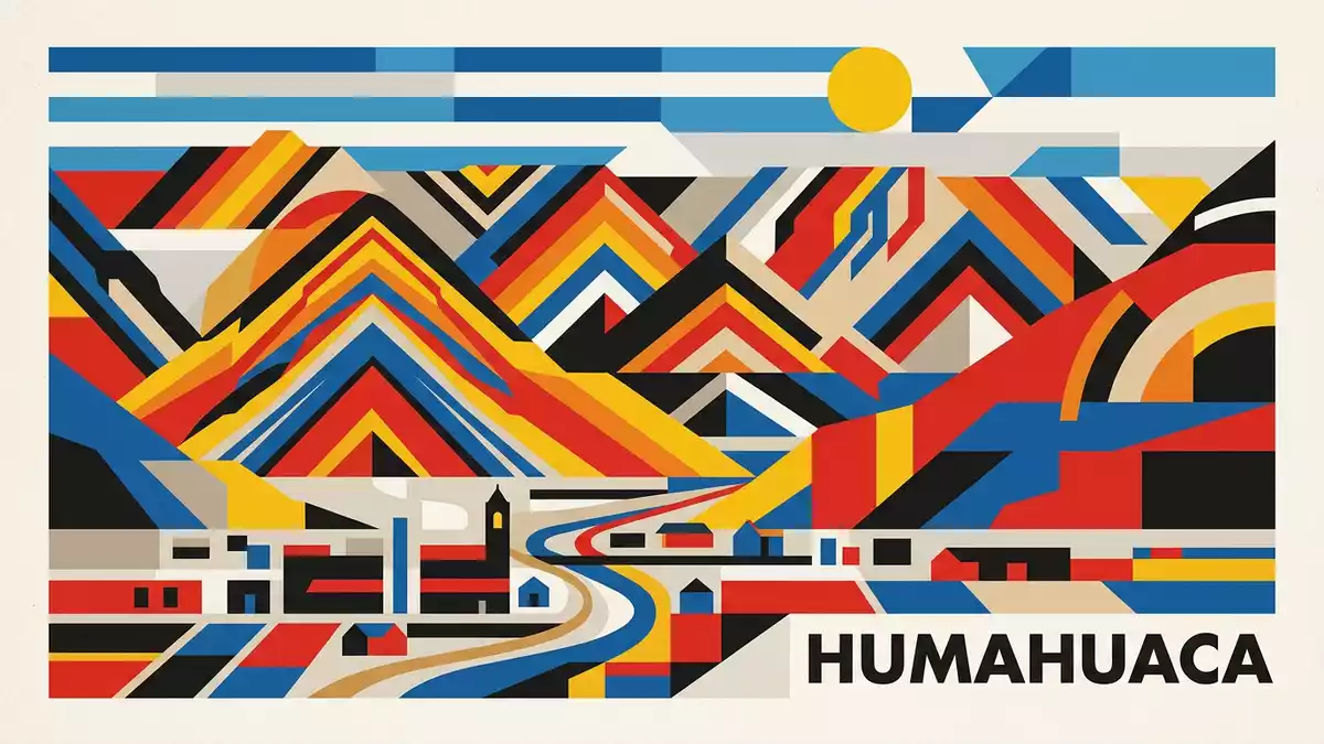 Bauhaus-Poster als Abstraktion von Quebrada de Humahuaca in Humahuaca, Argentinien