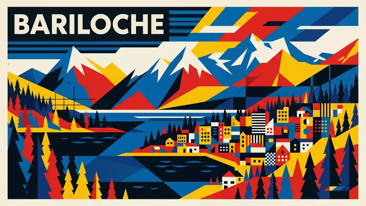 Bauhaus-Poster als Abstraktion von Bariloche in Bariloche, Argentinien