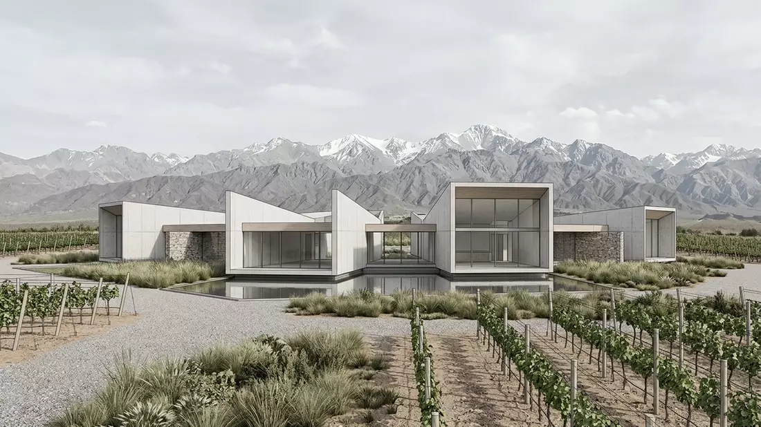 Architektur-Render von Mendoza Weinregion in Mendoza, Argentinien bei Tageslicht