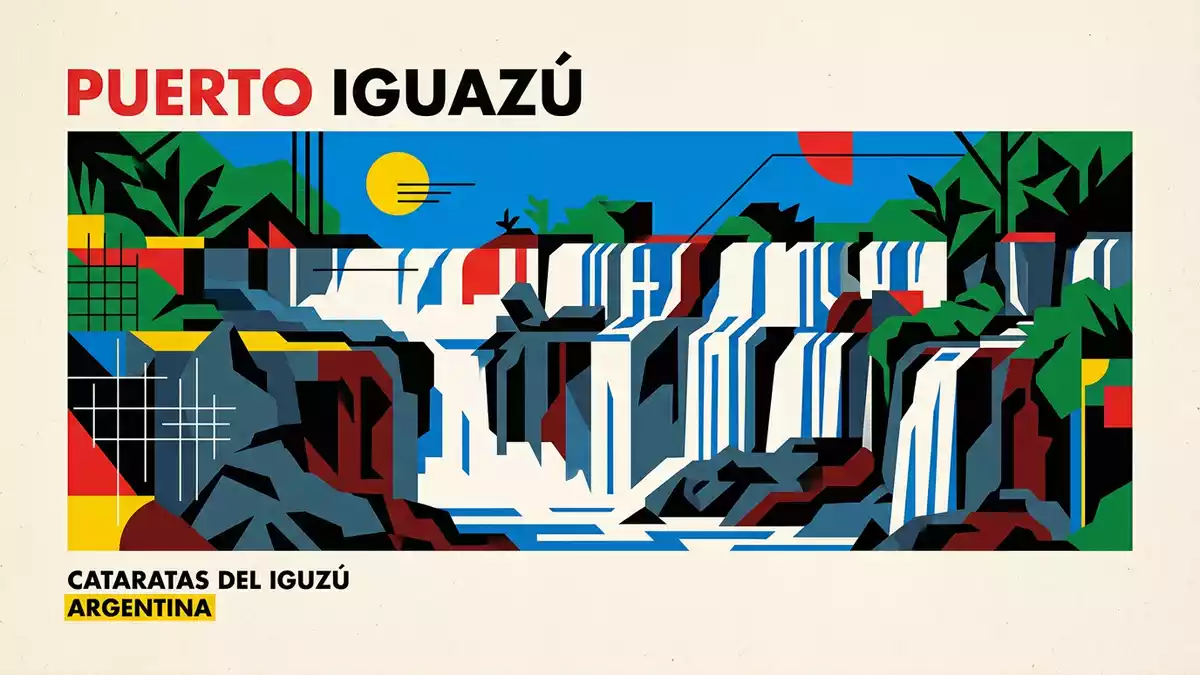 Bauhaus-Poster als Abstraktion von Iguazu-Falle Argentinien in Puerto Iguazu, Argentinien