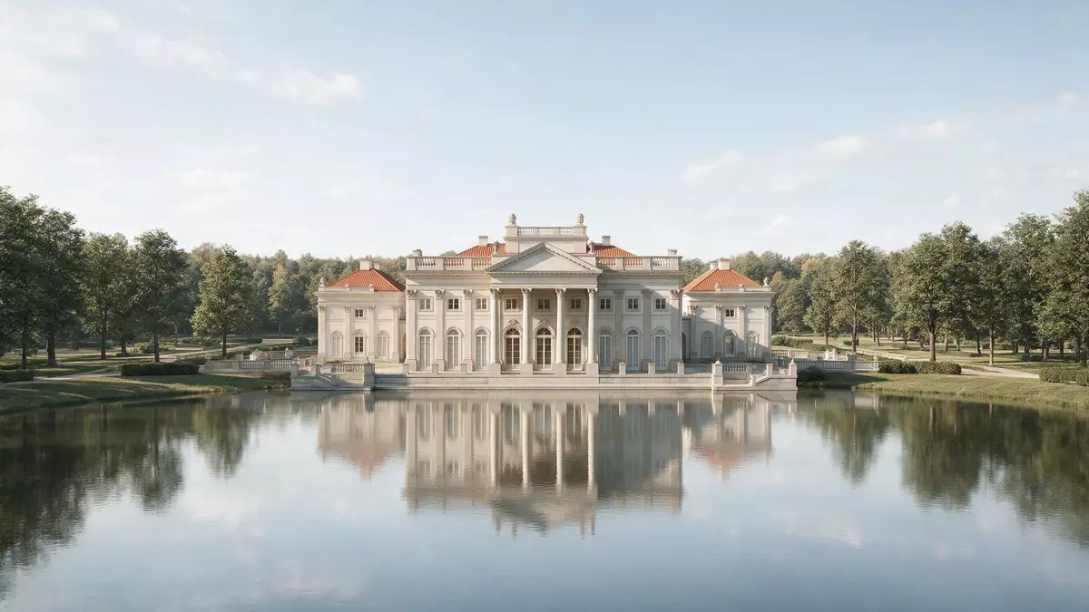 Architektur-Render von Lazienki-Park Warschau in Warschau, Polen bei Tageslicht
