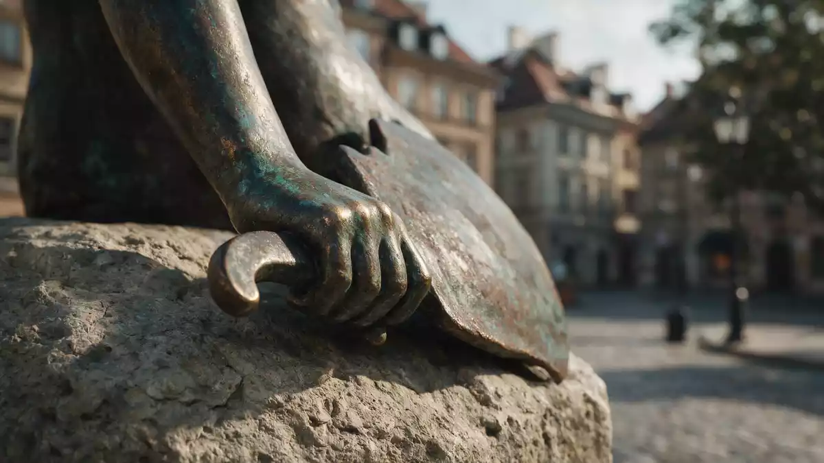 Makroaufnahme eines Materialdetails am Wahrzeichen Altstadt Warschau, Warschau Polen