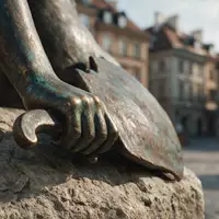Extreme Makroaufnahme eines Materialdetails am Wahrzeichen Altstadt Warschau in Warschau Polen, taktile Struktur und weiches - Foto: THN