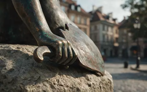 Extreme Makroaufnahme eines Materialdetails am Wahrzeichen Altstadt Warschau in Warschau Polen, taktile Struktur und weiches - Foto: THN