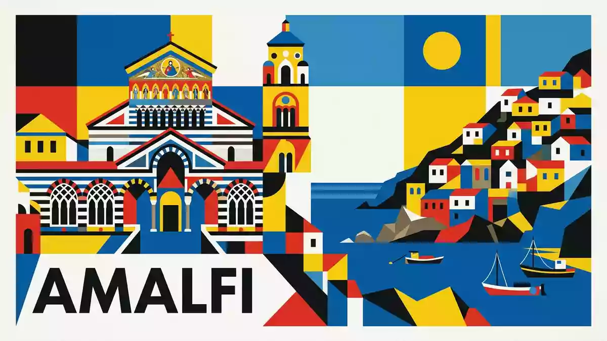 Amalfi Cathedral,  Cattedrale di Sant'Andrea,  Amalfi,  Italy,  Feast of Saint Andrew,  travel,  tourism,  cathedral,  religious festival,  heritage site, Illustration mit AI erstellt.