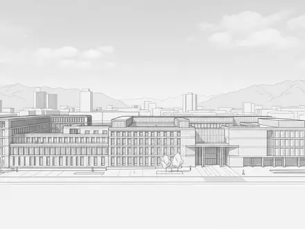 Moderner Architektur-Render zeigt Silhouette von Agyptisches Museum Turin in Turin Italien, klare Linien und neutrales - Foto: THN
