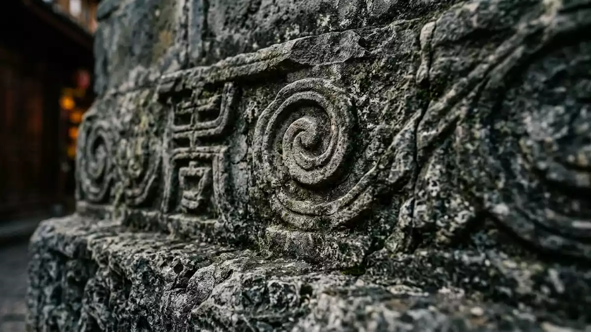 Makroaufnahme eines Materialdetails am Wahrzeichen Altstadt Lijiang, Lijiang China
