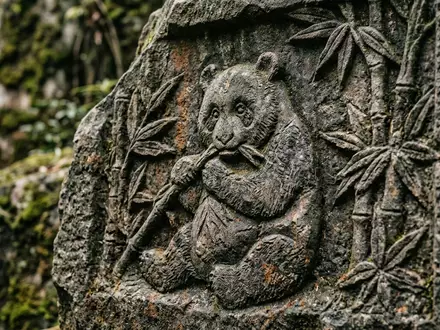Extreme Makroaufnahme eines Materialdetails am Wahrzeichen Chengdu Panda Base in Chengdu China, taktile Struktur und - Foto: THN