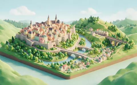 Isometrisches Diorama von Altstadt Luxemburg und Umgebung in Luxemburg Luxemburg, verspielte Low-Poly-Kulisse in Pastellfarben - Foto: THN