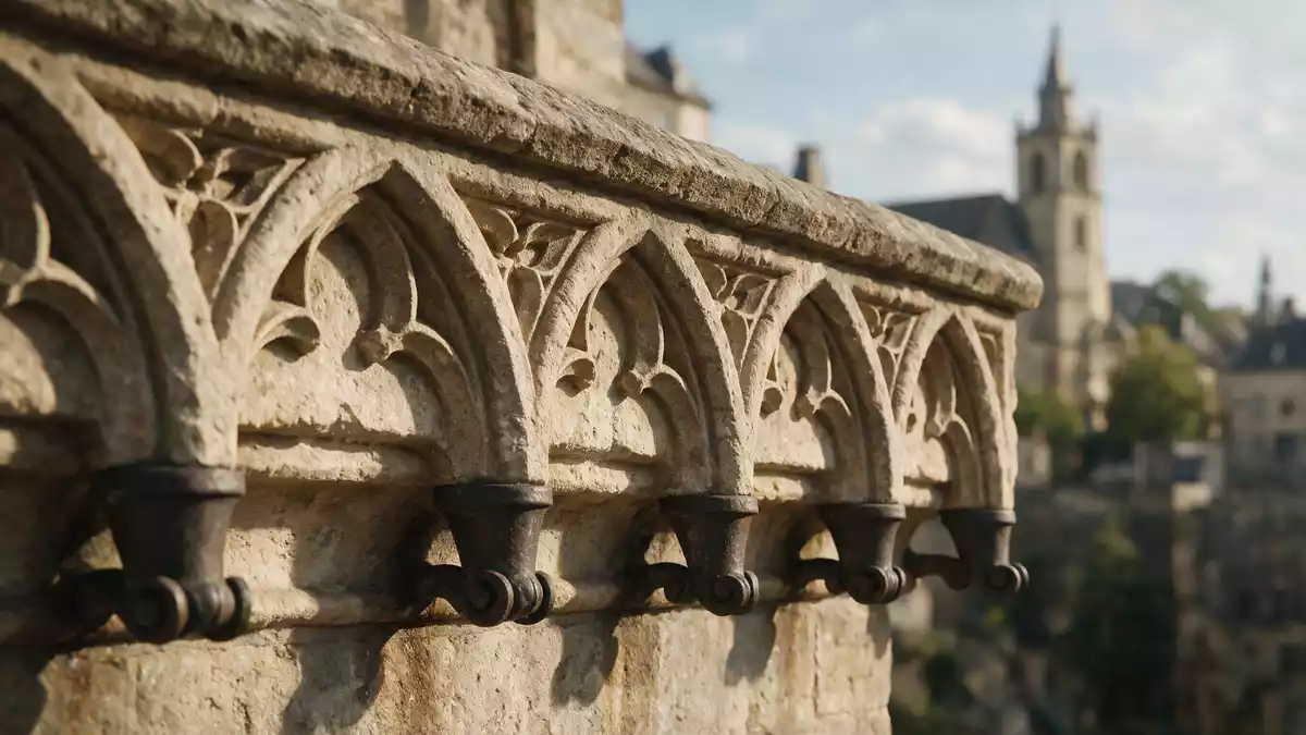 Makroaufnahme eines Materialdetails am Wahrzeichen Altstadt Luxemburg, Luxemburg Luxemburg