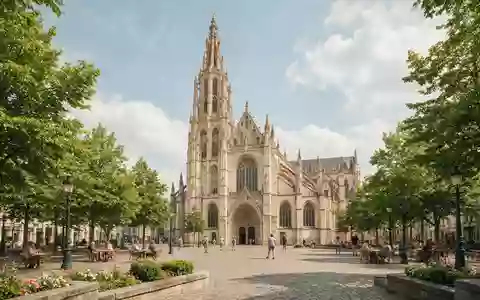 Editorialbild im Reisemagazin-Stil vom Wahrzeichen Liebfrauenkathedrale Antwerpen in Antwerpen Belgien, ausgewogene Bildgestaltung und natuerliches Umgebungslicht - Foto: THN
