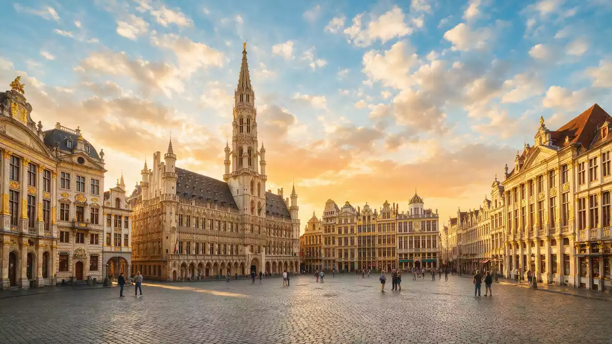 Fotorealistische Ansicht von Grand-Place Brüssel in Brüssel, Belgien im Abendlicht