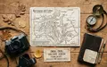 Flatlay-Reise-Arrangement rund um Kupfercanyon in Creel Mexiko, Karte Kompass Kamera und generische Reiserequisiten - Foto: THN